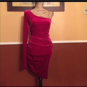 Bebe velvet dress one shoulder